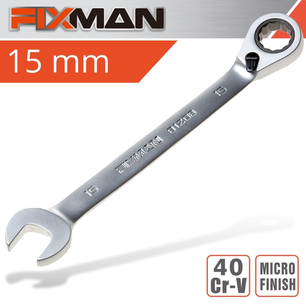 FIXMAN Reversible Combination Ratcheting Wrench 15mm